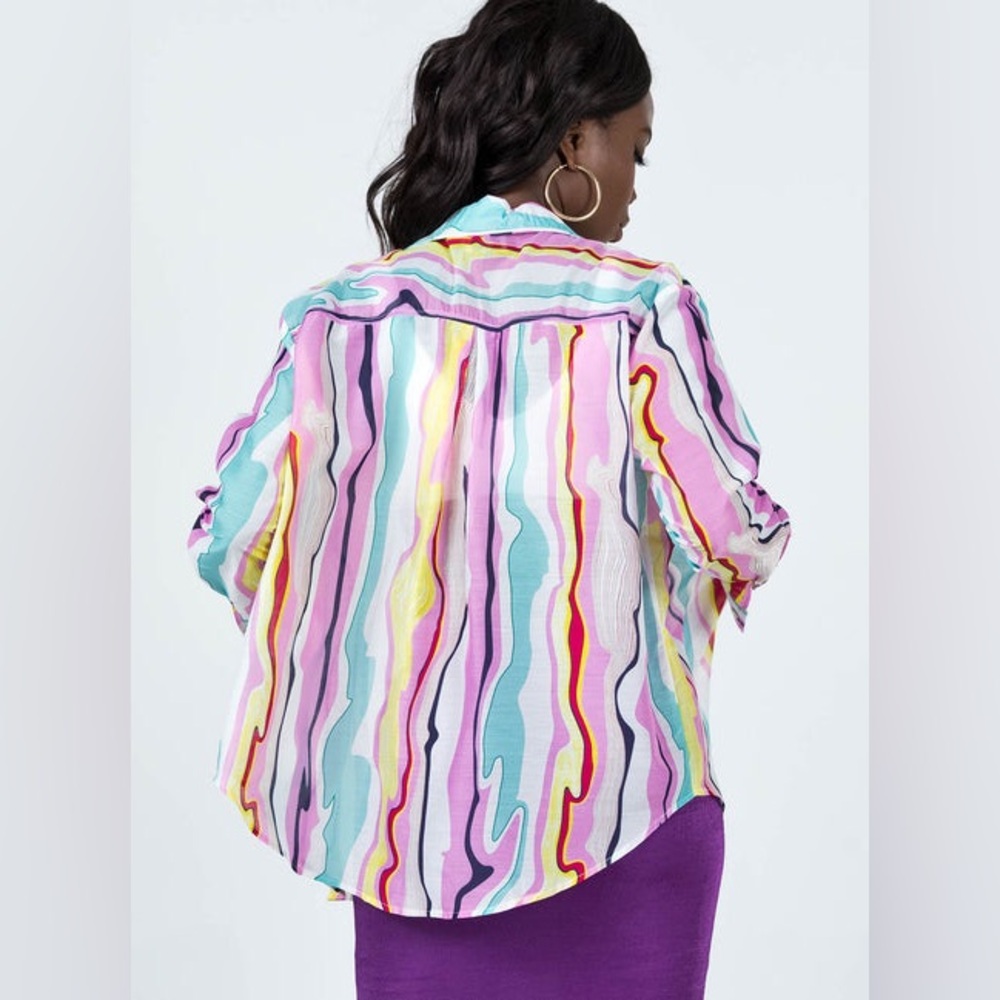 Colorful Striped Button-Up Shirt - Picture 2 of 8
